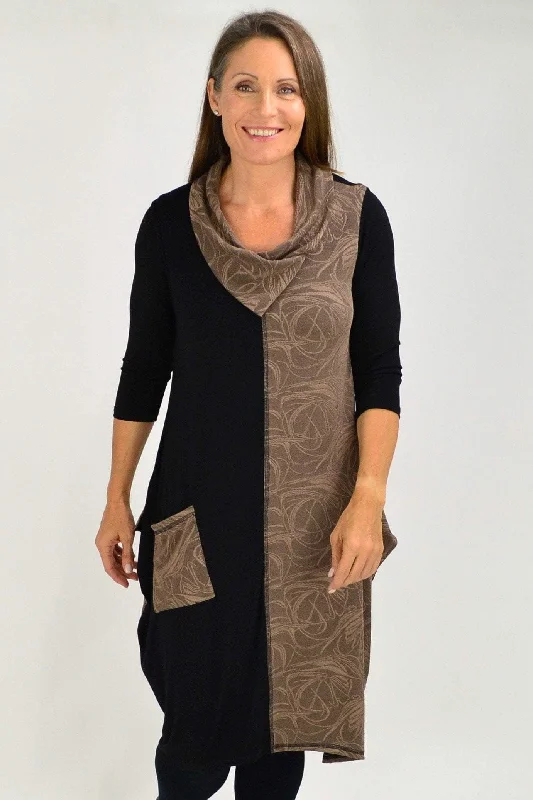 Camel Swirl Sleeveless Winter Tunic Dress