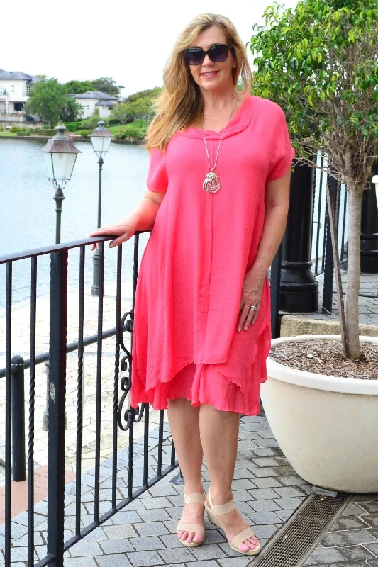 Coral Drop shoulder Tunic Dress