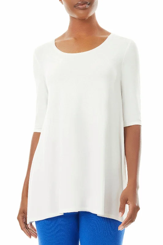 Crew Neck Jersey Knit Tunic, White