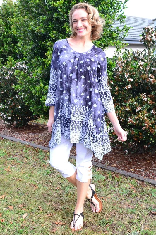 Grey Pleated Midnight Star Tunic Top