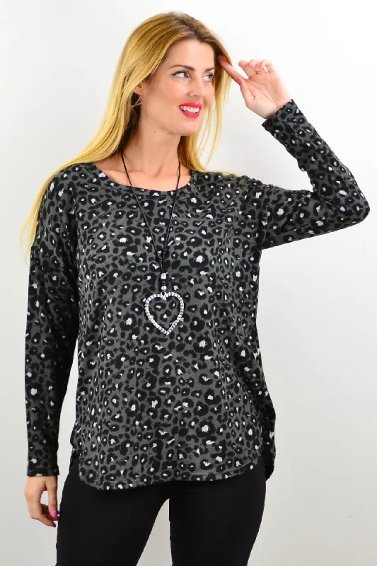 Grey Spot Fleece Tunic Top