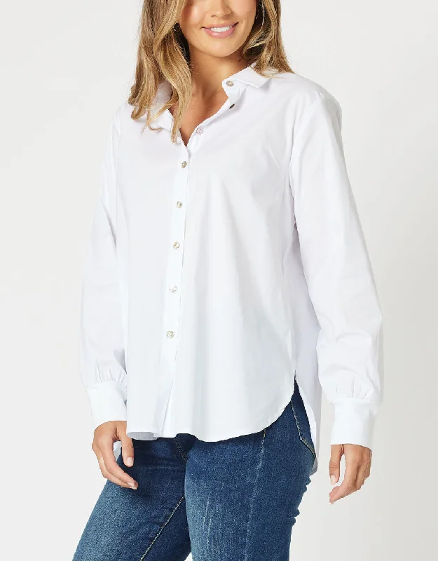 Jana Rib Cuff Poplin Shirt - White