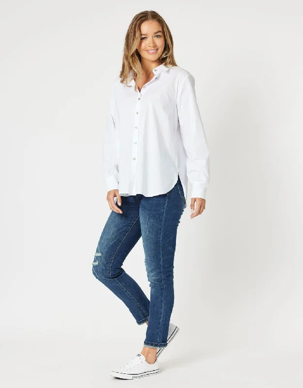 Jana Rib Cuff Poplin Shirt - White