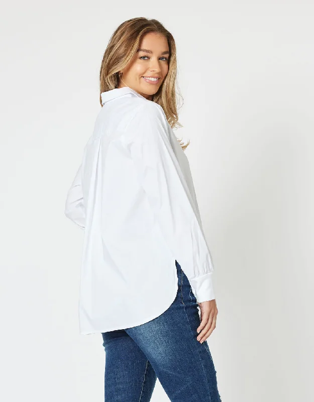 Jana Rib Cuff Poplin Shirt - White