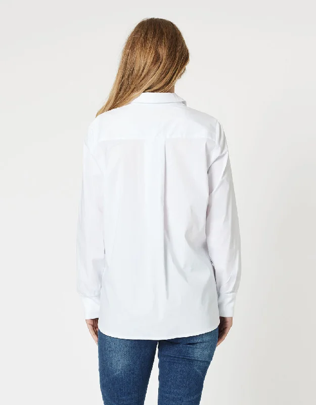 Jana Rib Cuff Poplin Shirt - White