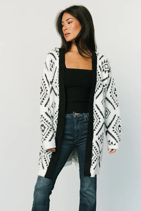 Jay Oversized Cardigan | White + Black