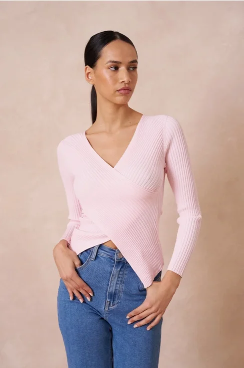 Long Sleeve Wrap Knit Top