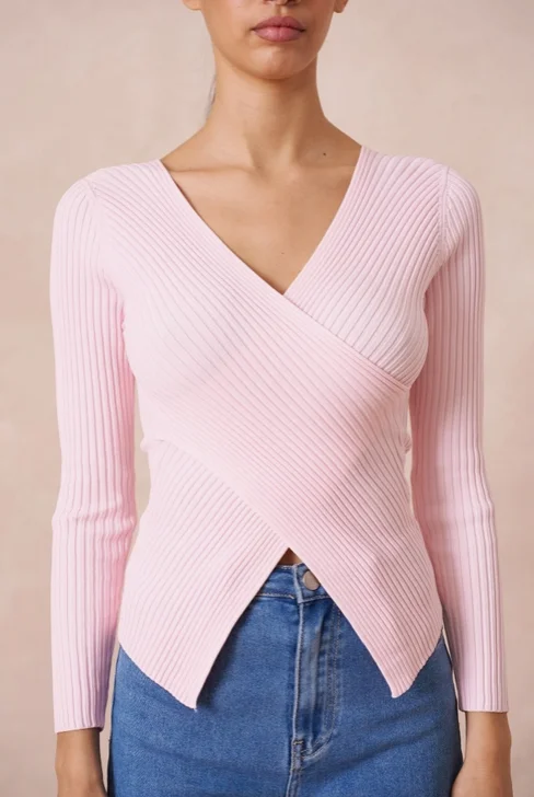 Long Sleeve Wrap Knit Top