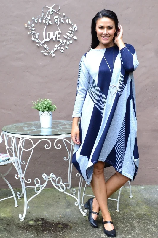 Navy Line Long Tunic Dress