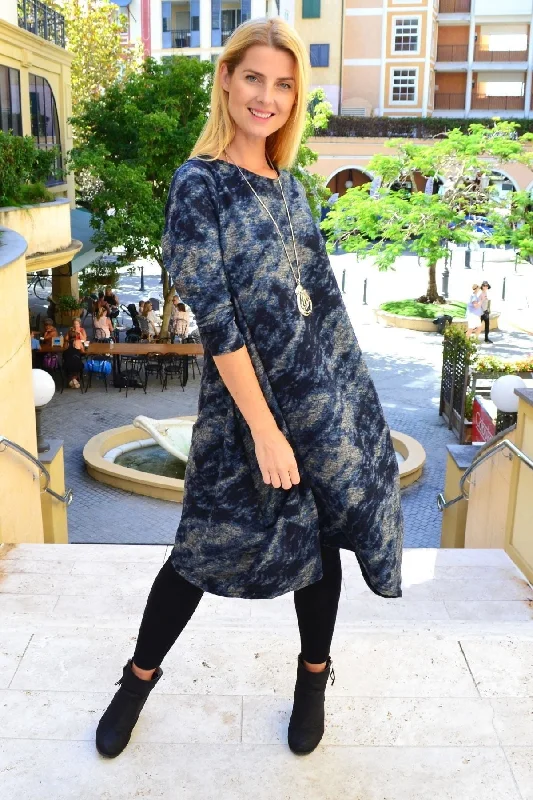 Nova Navy Abstract Tunic Dress