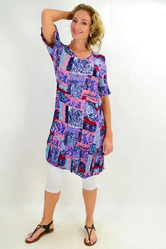 Paisley Frame Crinkle Tunic Dress