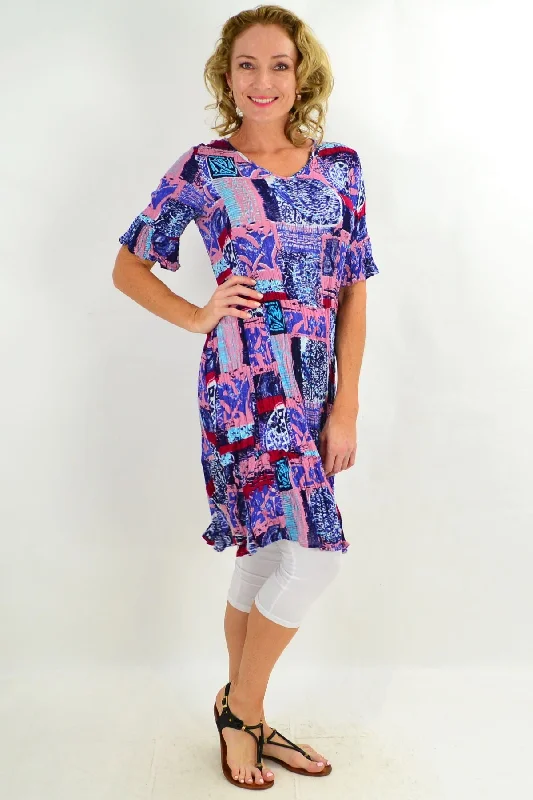 Paisley Frame Crinkle Tunic Dress