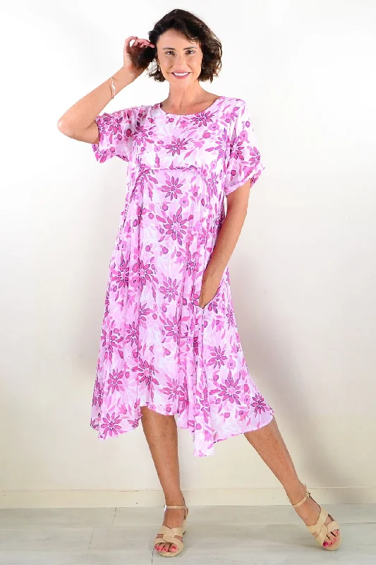 Pink Petals Midi Tunic Dress