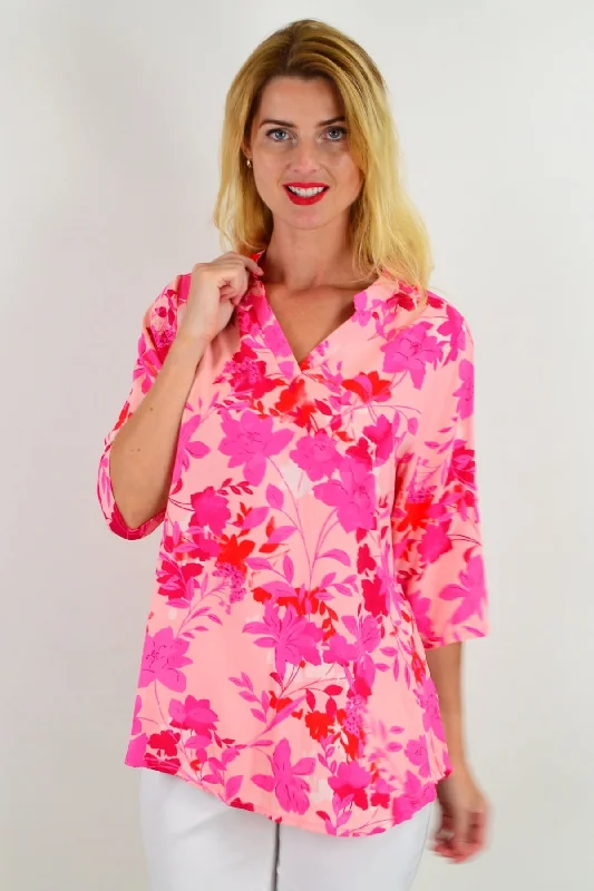 Pop Of Colour Floral Tunic Top