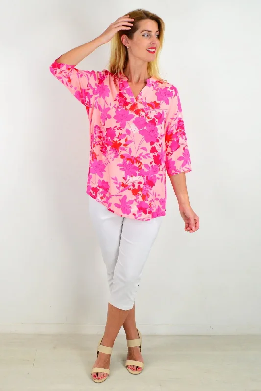 Pop Of Colour Floral Tunic Top