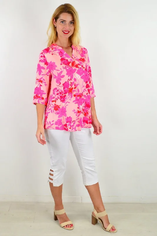 Pop Of Colour Floral Tunic Top