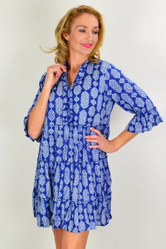 Pretty Fun in Blue Tiered Tunic Dress