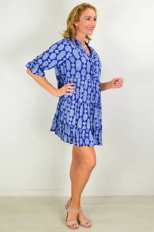 Pretty Fun in Blue Tiered Tunic Dress