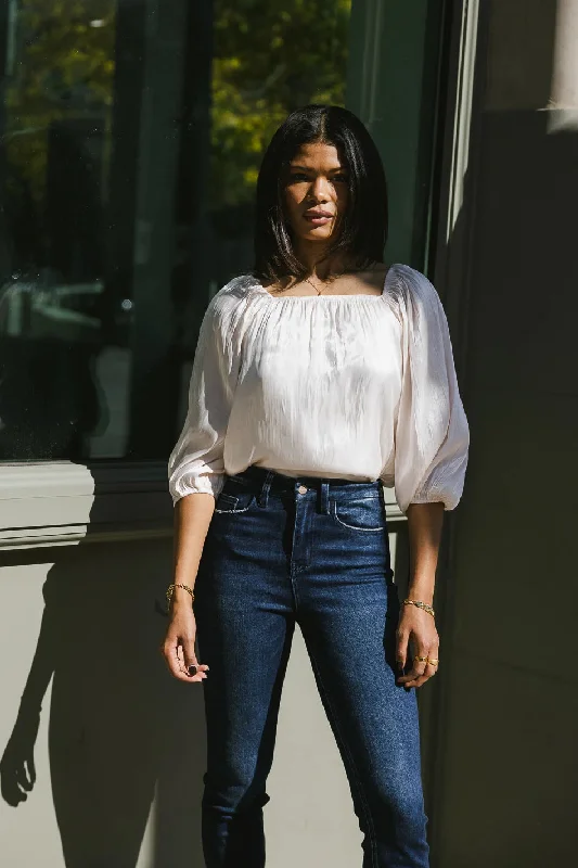 Stevie Plisse Blouse in Cream