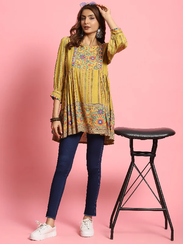 Women Green Floral Printed Tunic