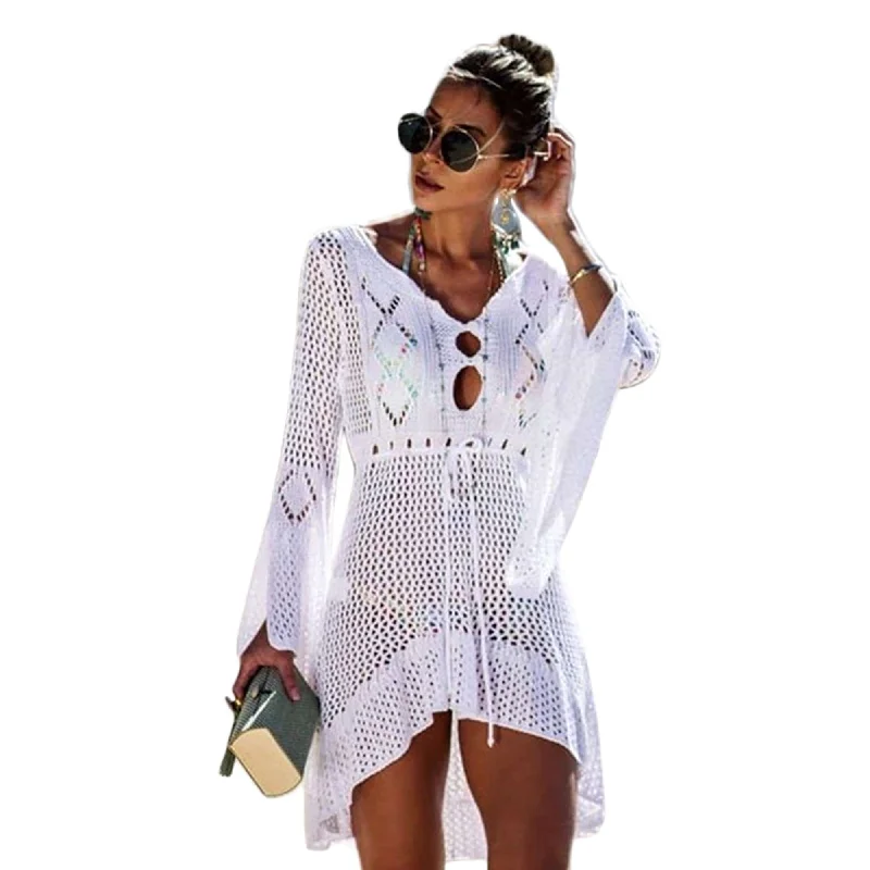 Women's CROCHET BELL SLEEVE Beach cover-up