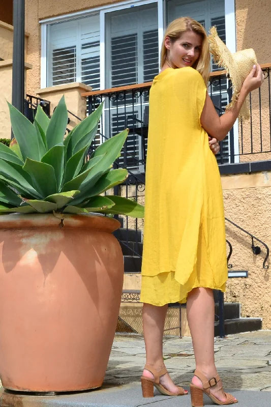 Yellow Drop shoulder Tunic Dress