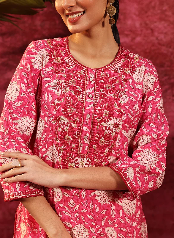 Bloom Fuchsia Pink Printed Cotton Tunic