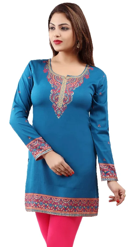 Blue Indian Style Tunics for Women – Elegant Ethnic Tops