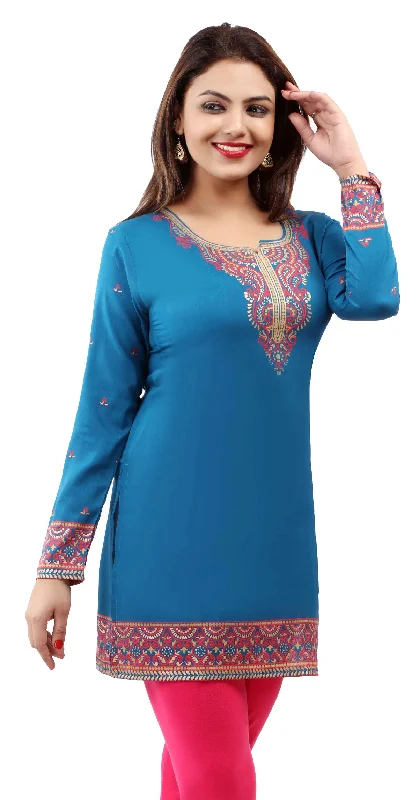 Blue Indian Style Tunics for Women – Elegant Ethnic Tops