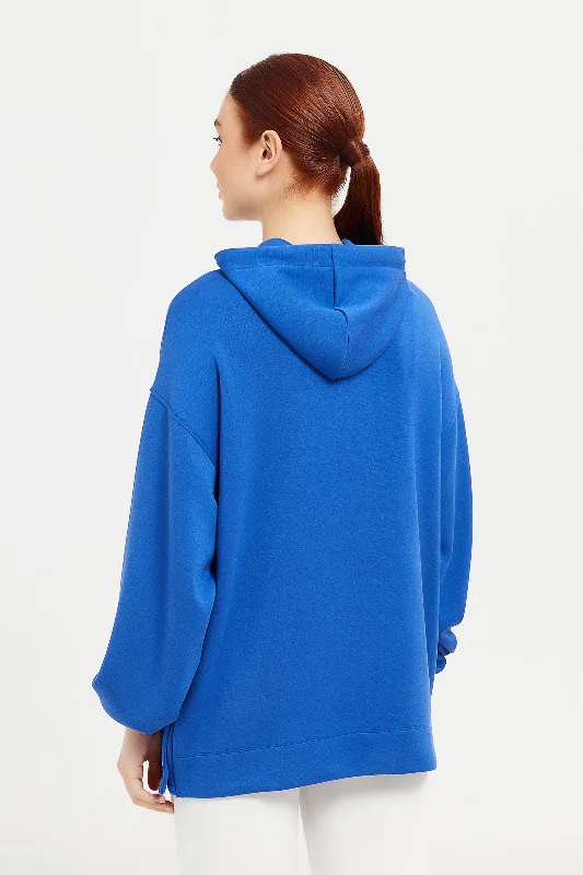 Women Blue Hooded Sweatshirt