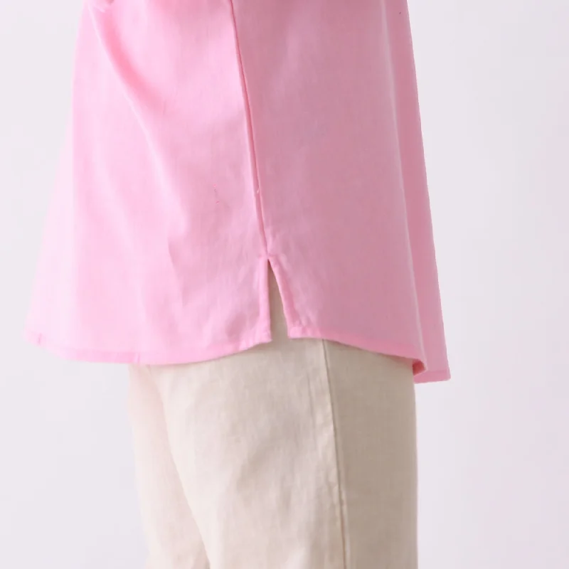 Candy Pink Button Up Linen Cotton Tunic