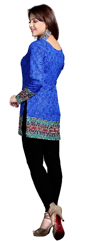 Elegant Blue Ladies Indian Kurtis – Stylish Short Kurti for Women