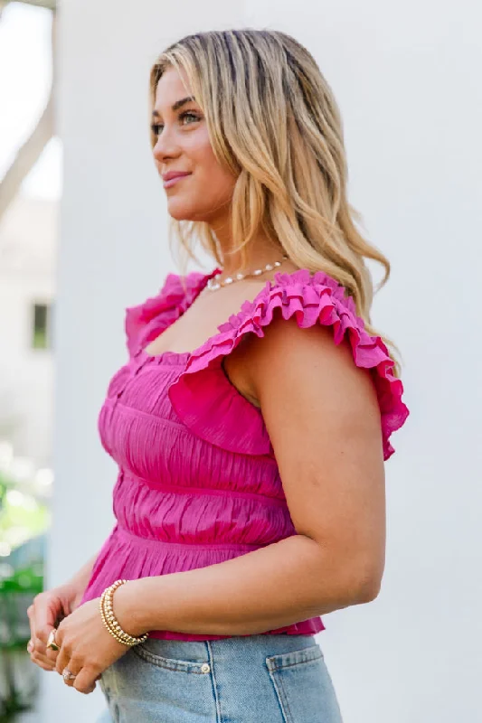 Flower Garden Pink Smocked Button Front Tank FINAL SALE