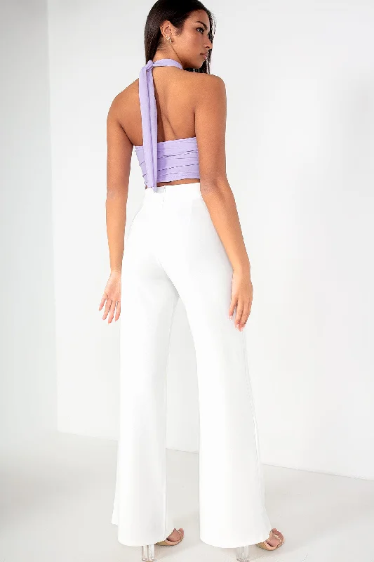 Gianna Lilac Mesh Halter Neck Top