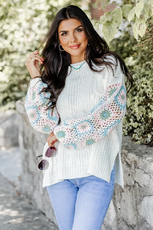 Wanna Be With You Ivory Multi Crochet Sleeve Sweater