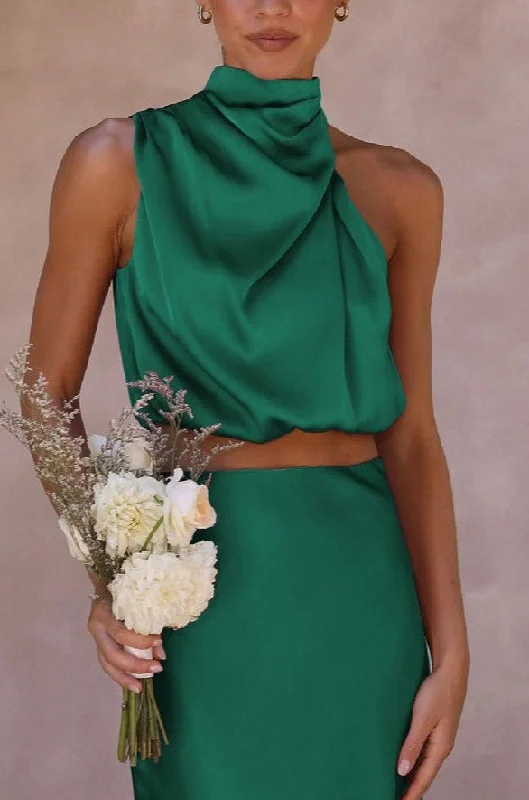 Jasmine Green Satin Top