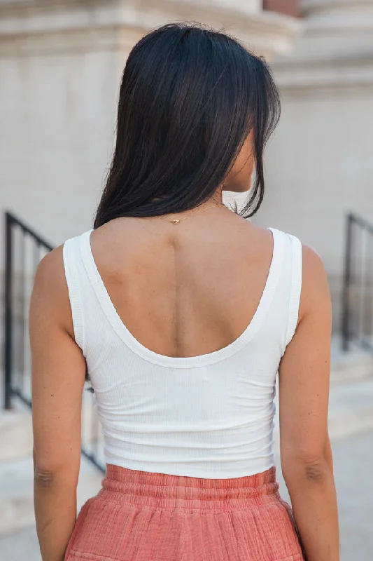 Keep Me In Line Ivory Textured Seamless Henley Tank