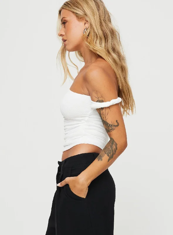 Messenger One Shoulder Top White