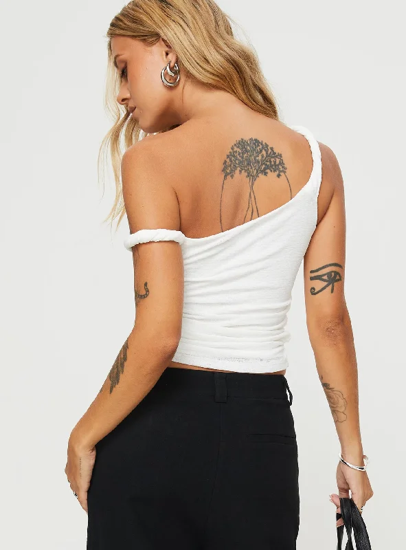 Messenger One Shoulder Top White