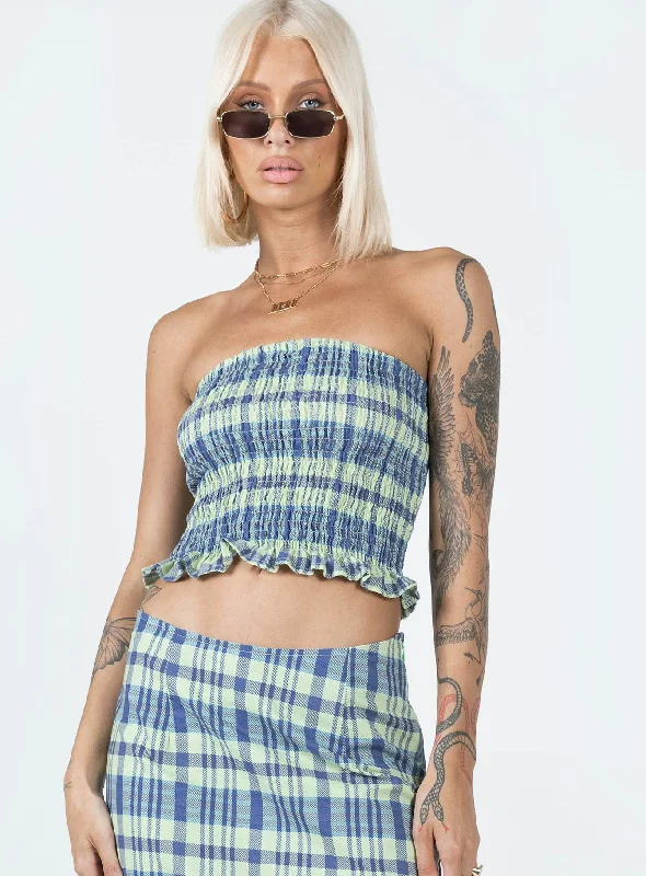 Motel Kiyo Top Colourpop Check Blue