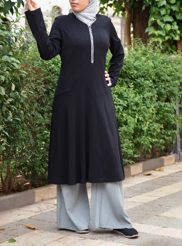 Paneled Tunic with Contrast Neckline