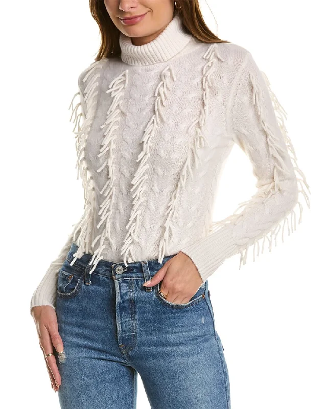 Qi Cashmere Fringe Cashmere Sweater