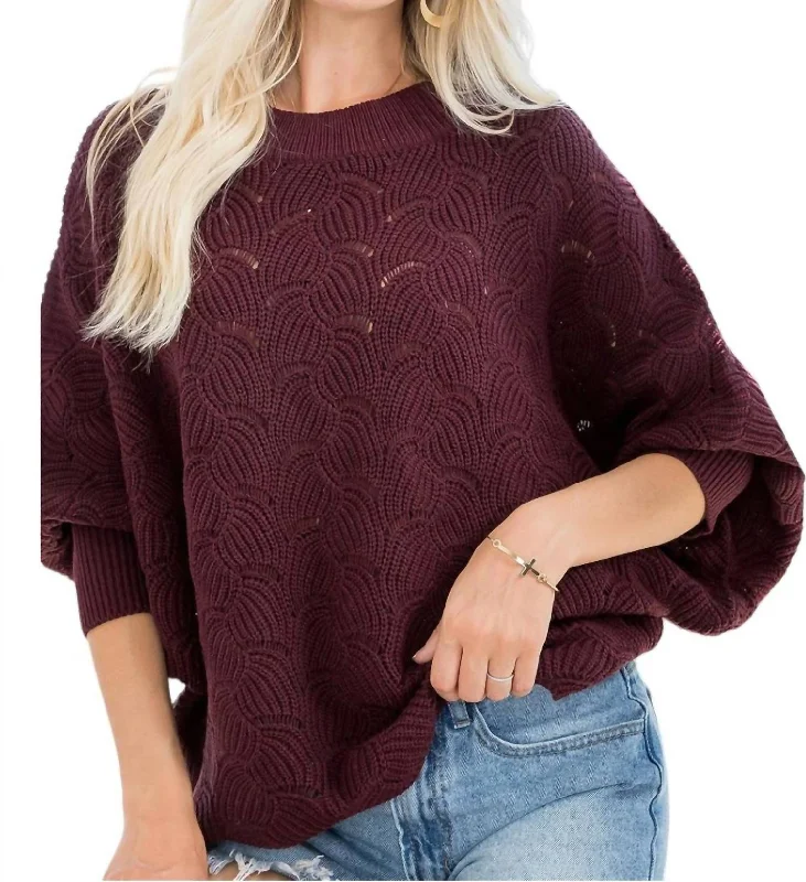 Scallop Sweater - Plus Size In Mulberry