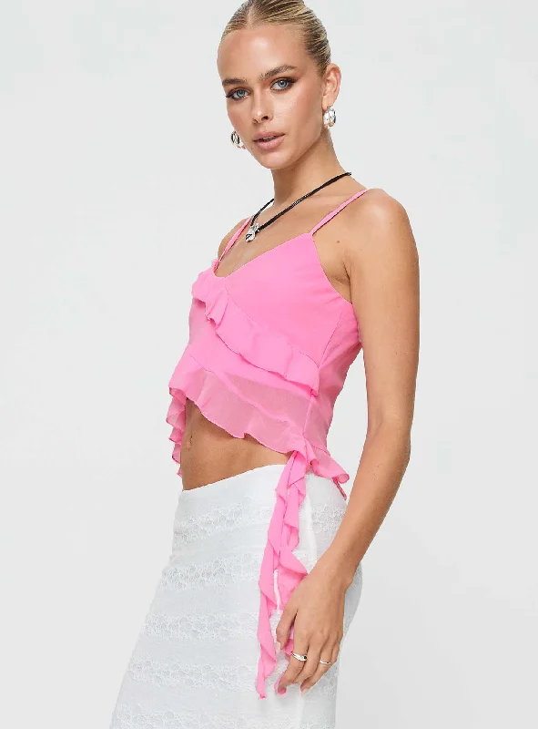 Serenade Frill Top Pink