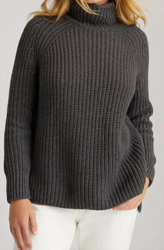 Stella Cotton Pullover Sweater In Charcoal Heather