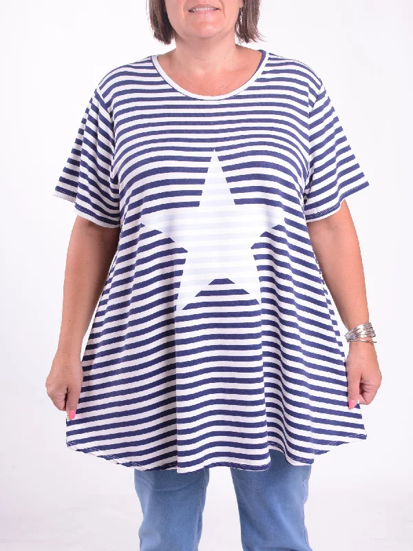 Striped Star Cotton Swing T Shirt -  10516 STRIPE STAR