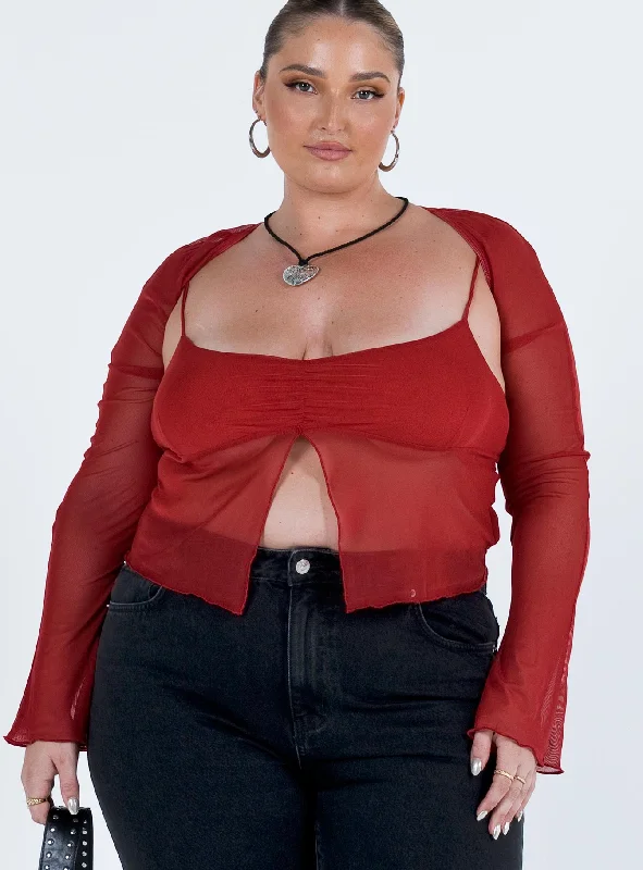 Tallah Two Piece Bolero Top Red Curve