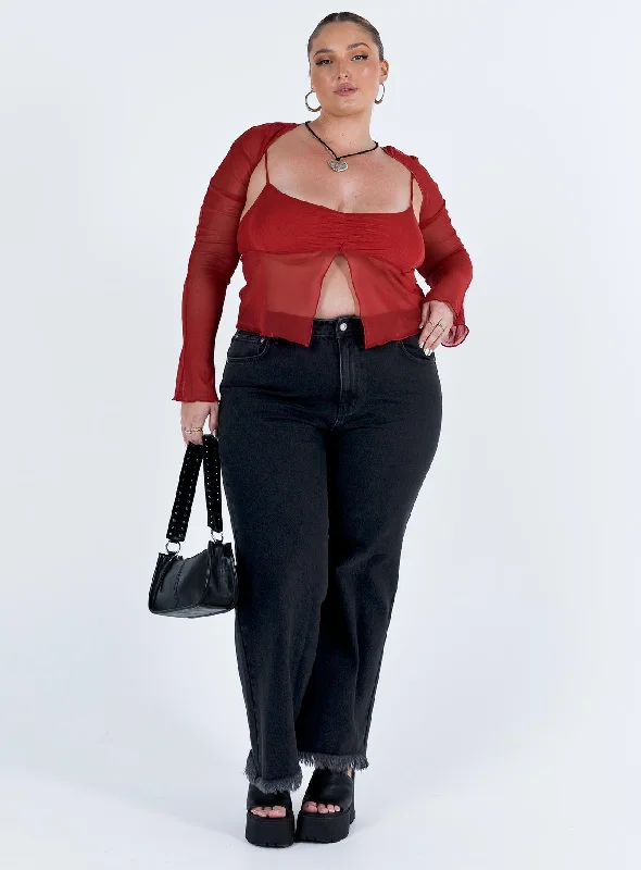 Tallah Two Piece Bolero Top Red Curve