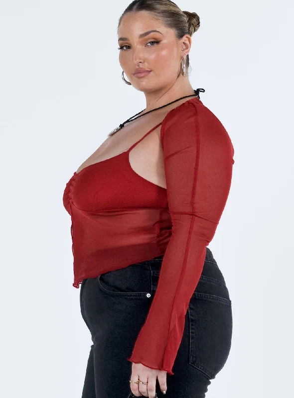 Tallah Two Piece Bolero Top Red Curve