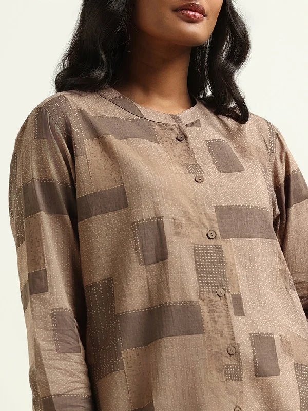 Utsa Brown Printed Kurti